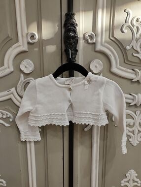 PAZ Rodriguez White Knit Baby Bolero Cropped Cardigan Size 12 Months